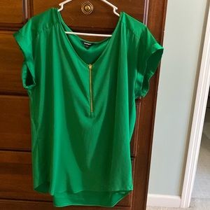 Express green silky short sleeve blouse. Size L